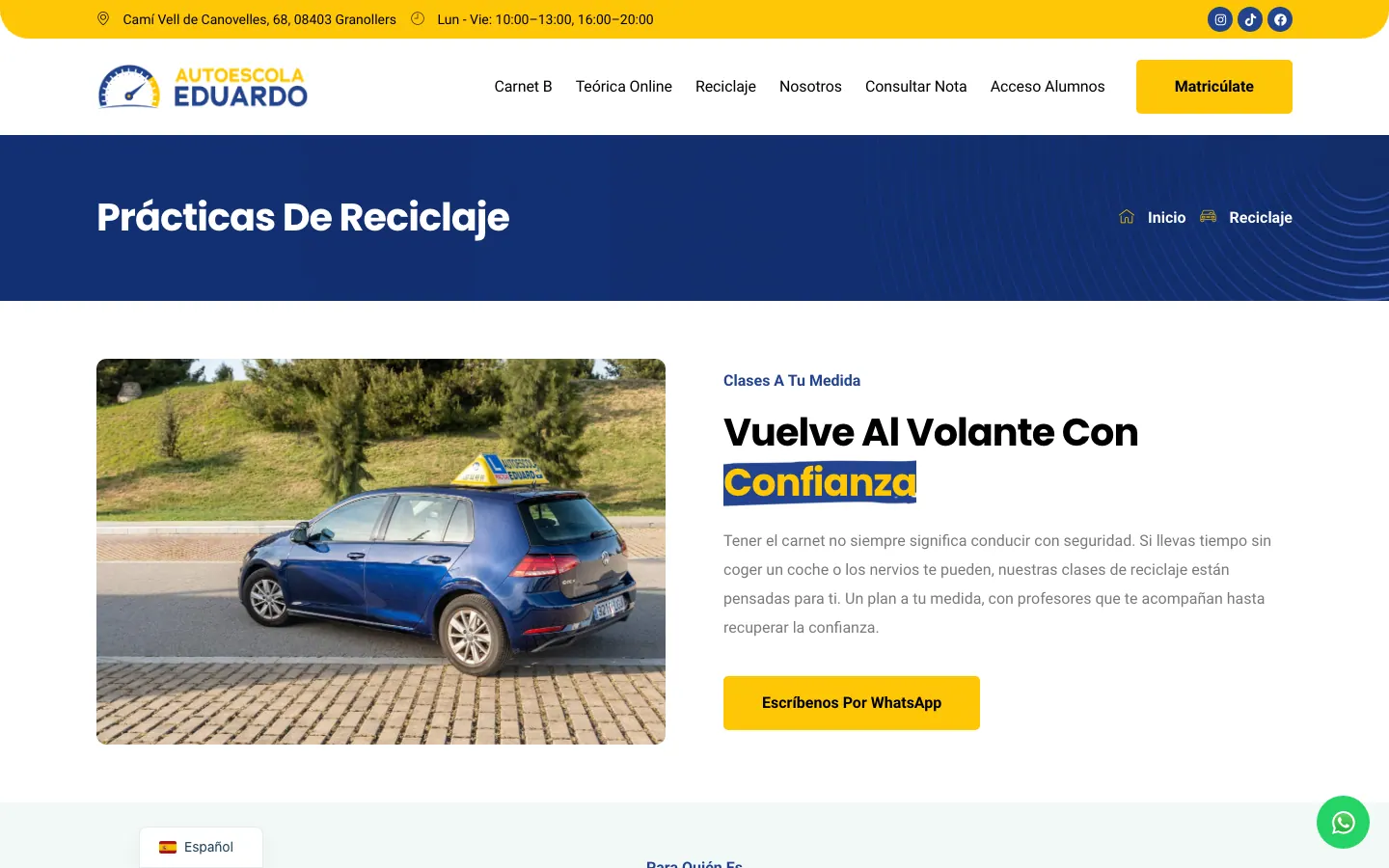 Prácticas de reciclaje para conductores con carnet.