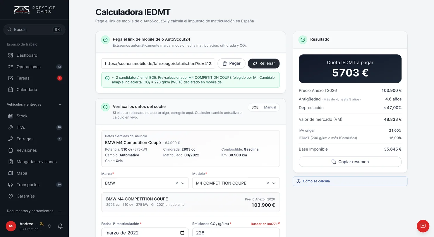 Calculadora del impuesto de matriculación: del anuncio del coche a la cuota.