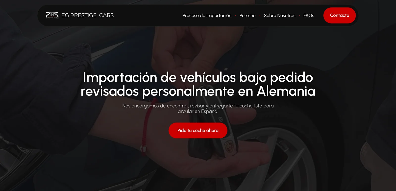 Portada de la web de EG Prestige Cars.