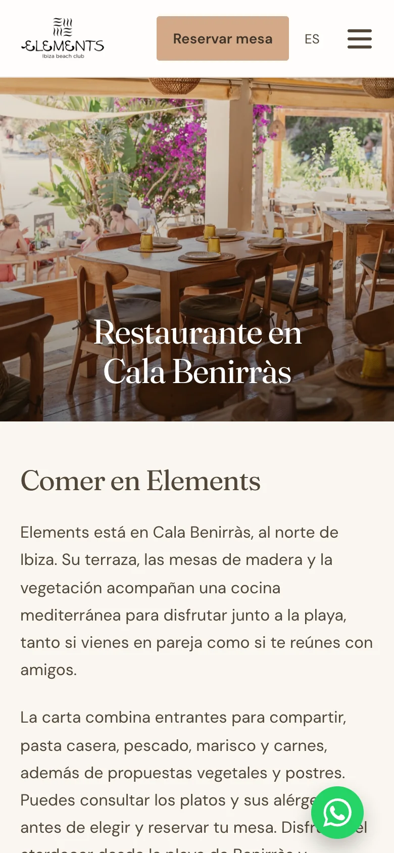 Restaurante en el móvil.