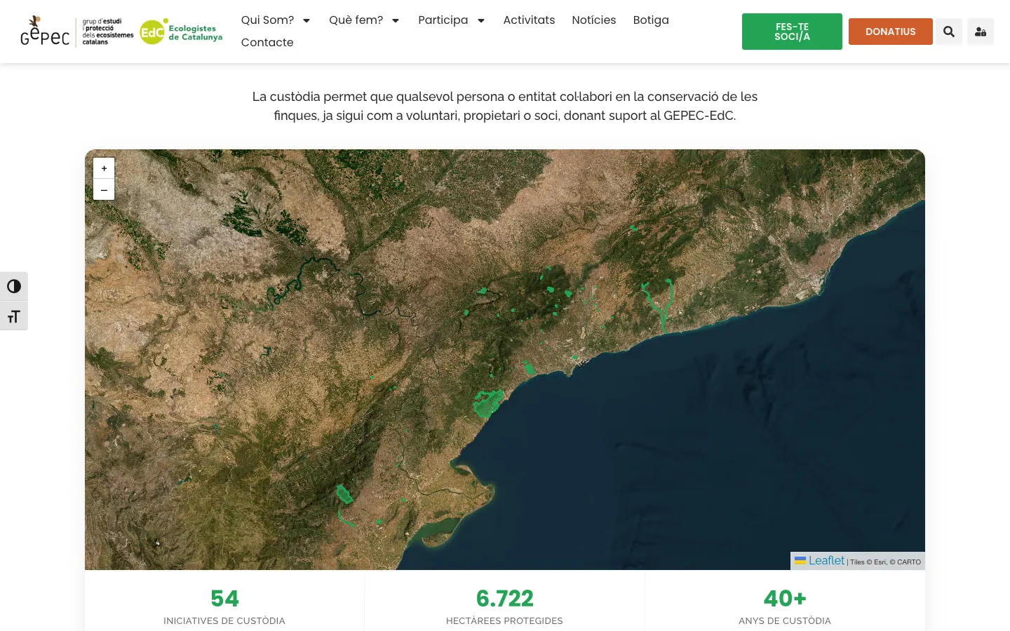 Mapa de las fincas en custodia.