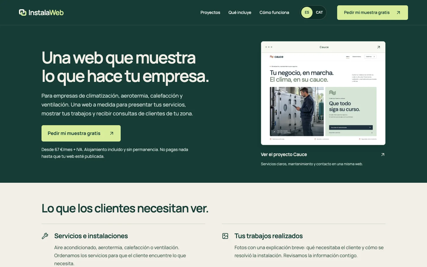 Página del servicio: lo que una instaladora necesita enseñar.