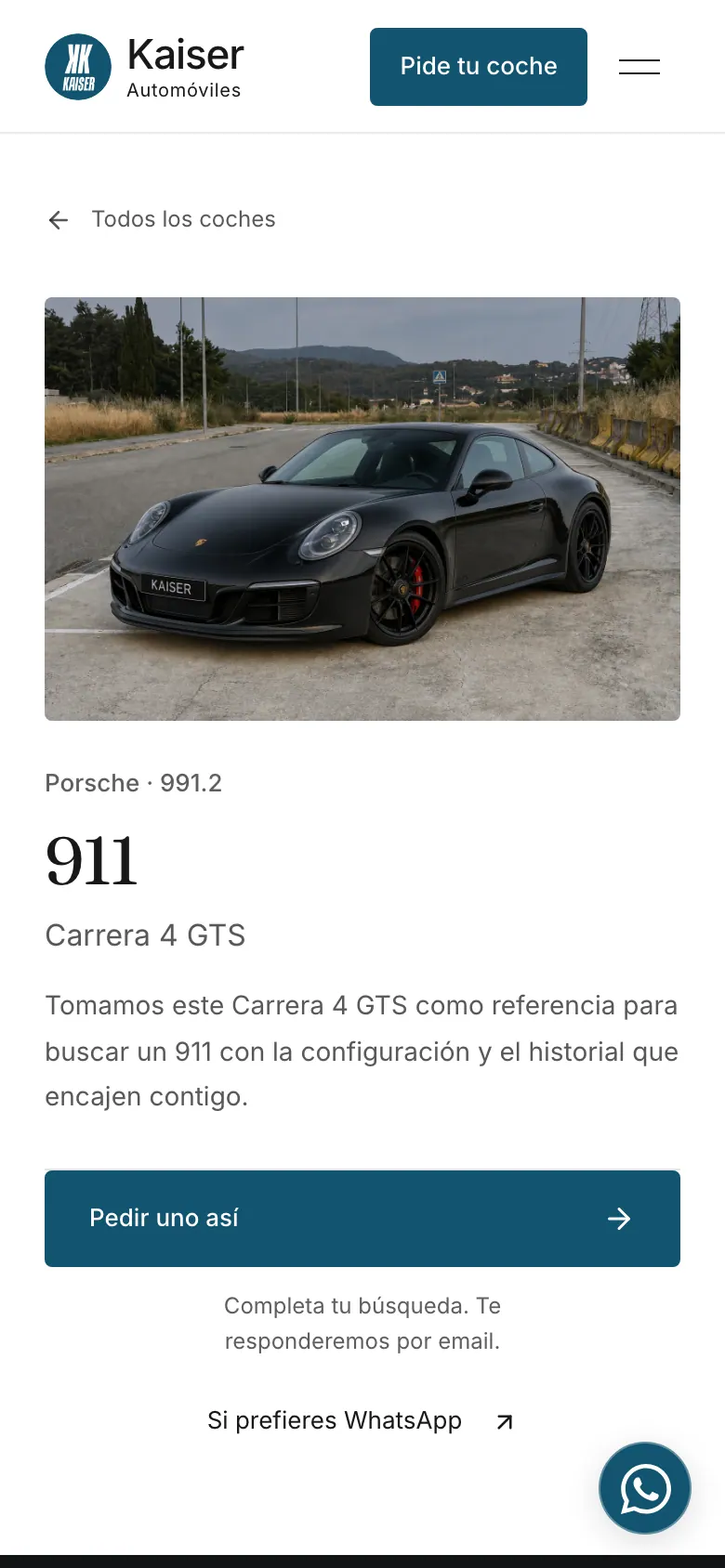 Ficha de modelo en móvil.