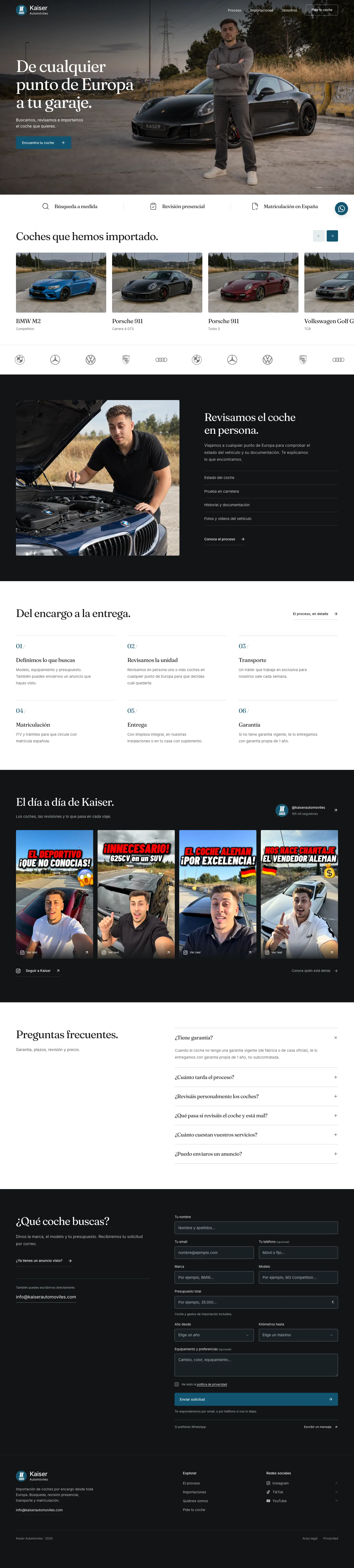 Portada completa: importaciones, revisión, proceso, Instagram, preguntas y formulario de encargo.