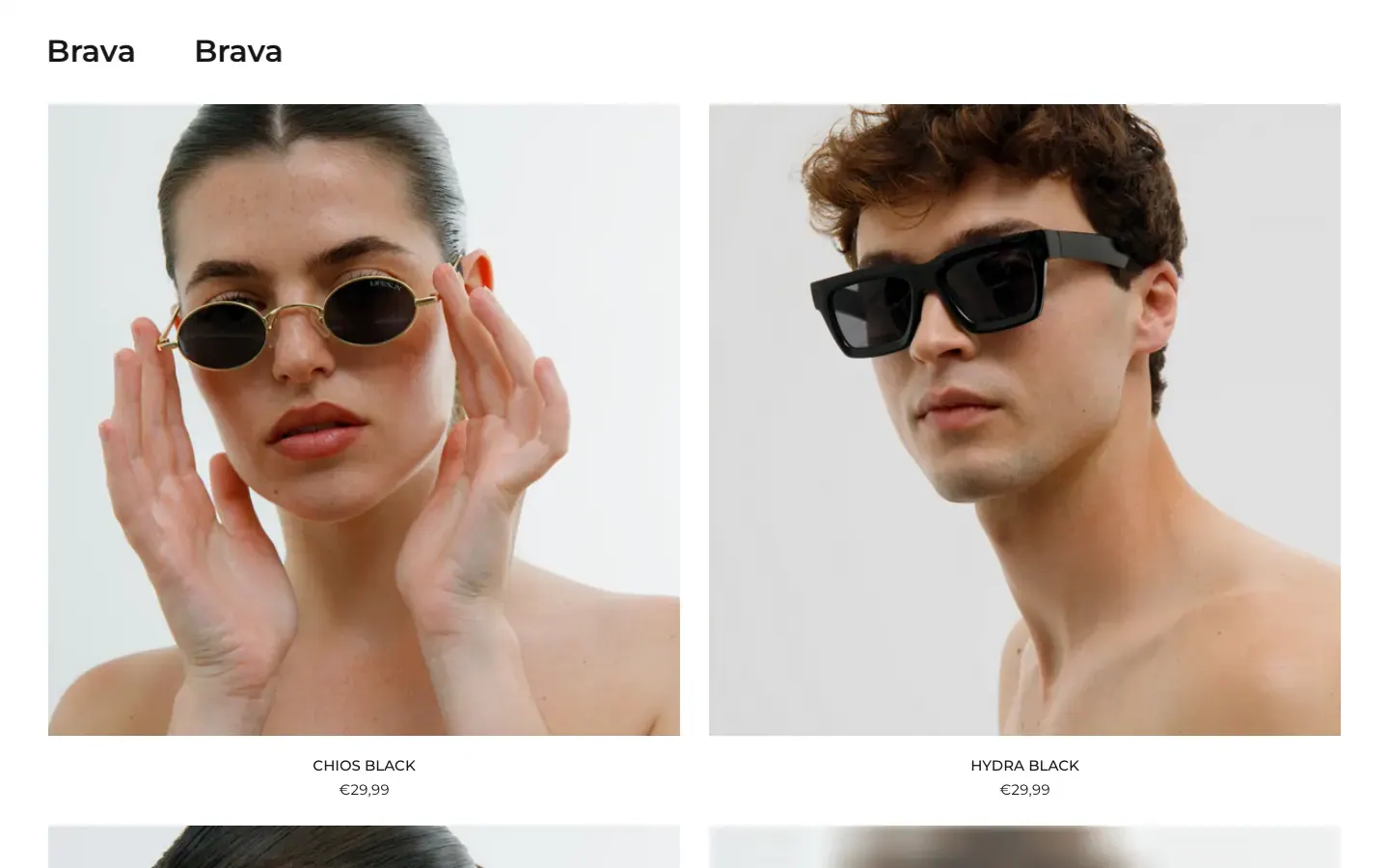 Colección de temporada en la portada, con nombre y precio de cada modelo.