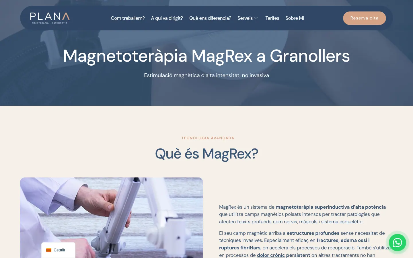 Página de magnetoterapia, la referencia de diseño de las páginas de servicio.