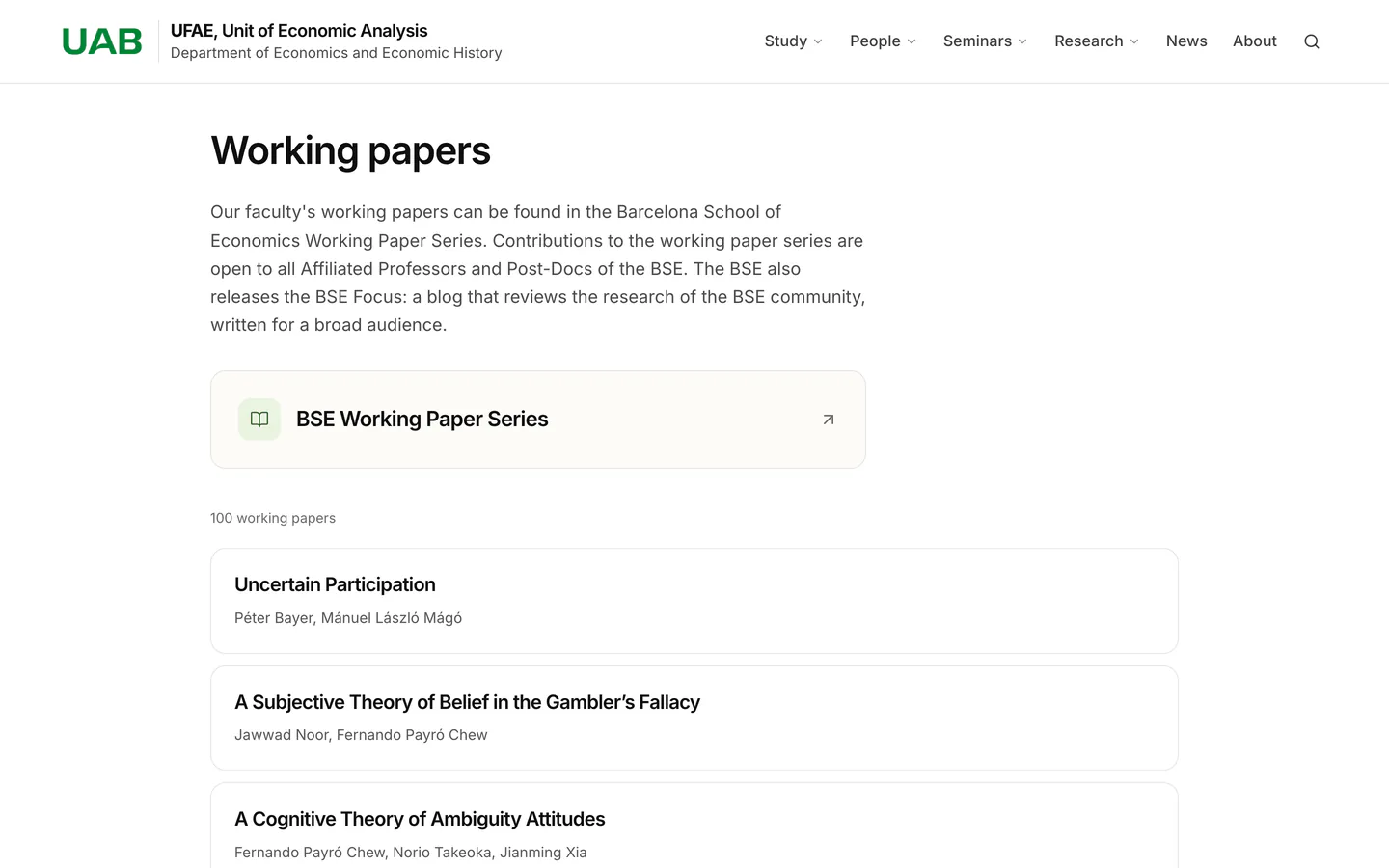 Working papers del profesorado, actualizados cada noche.