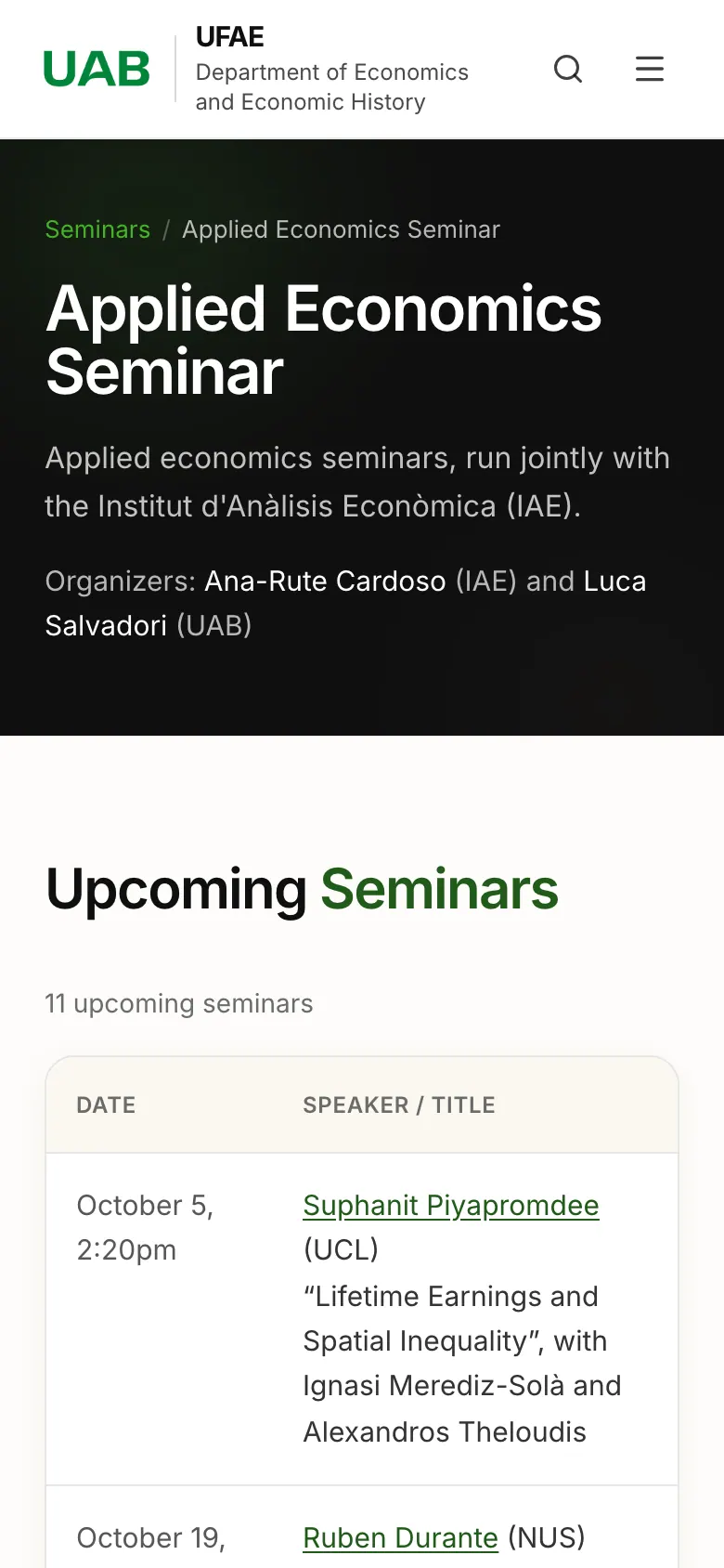 Seminarios de la serie Applied en móvil.