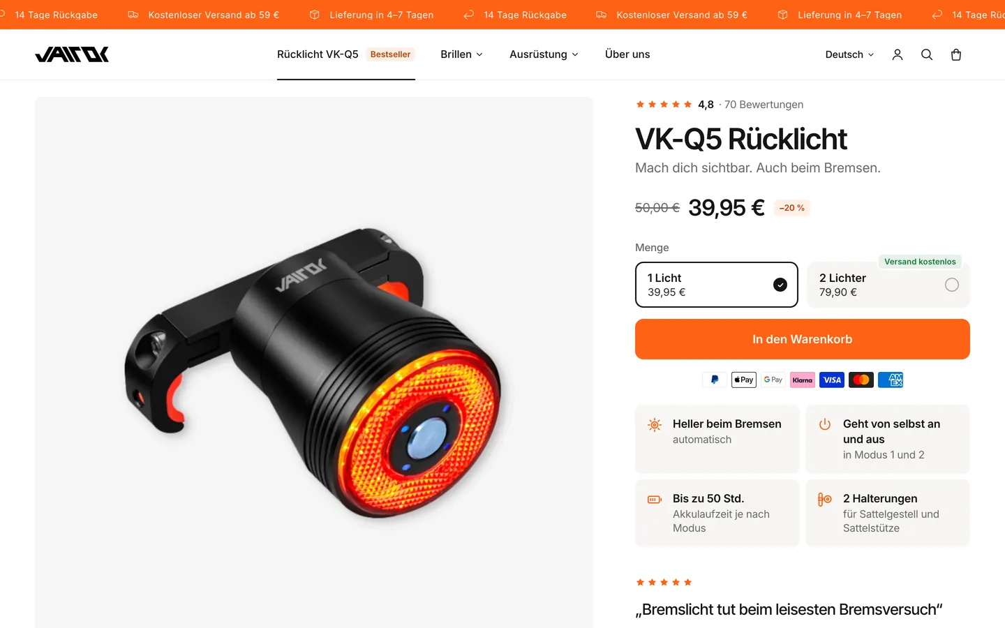 La ficha de la VK-Q5 en alemán.