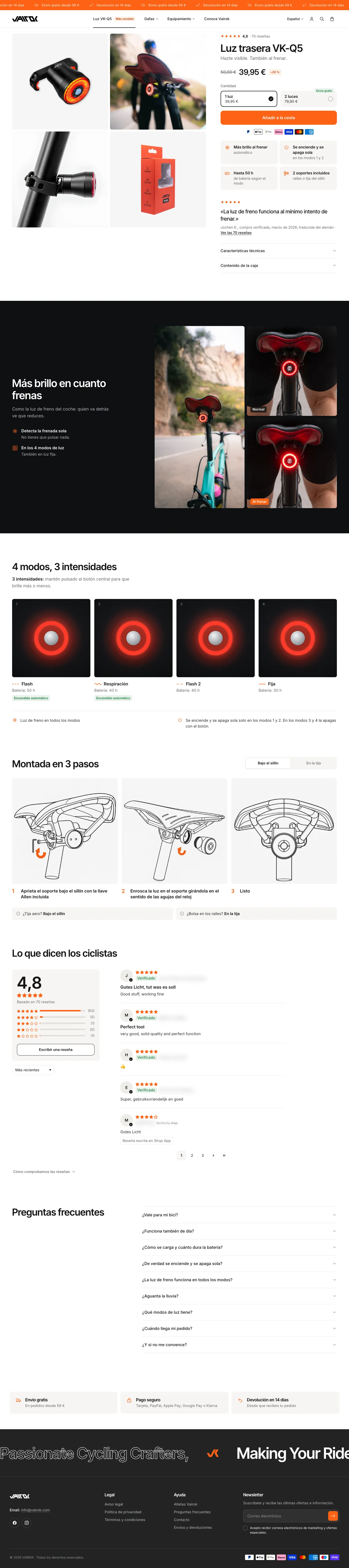 Ficha completa de la VK-Q5: compra, freno, modos, montaje, reseñas y preguntas frecuentes.