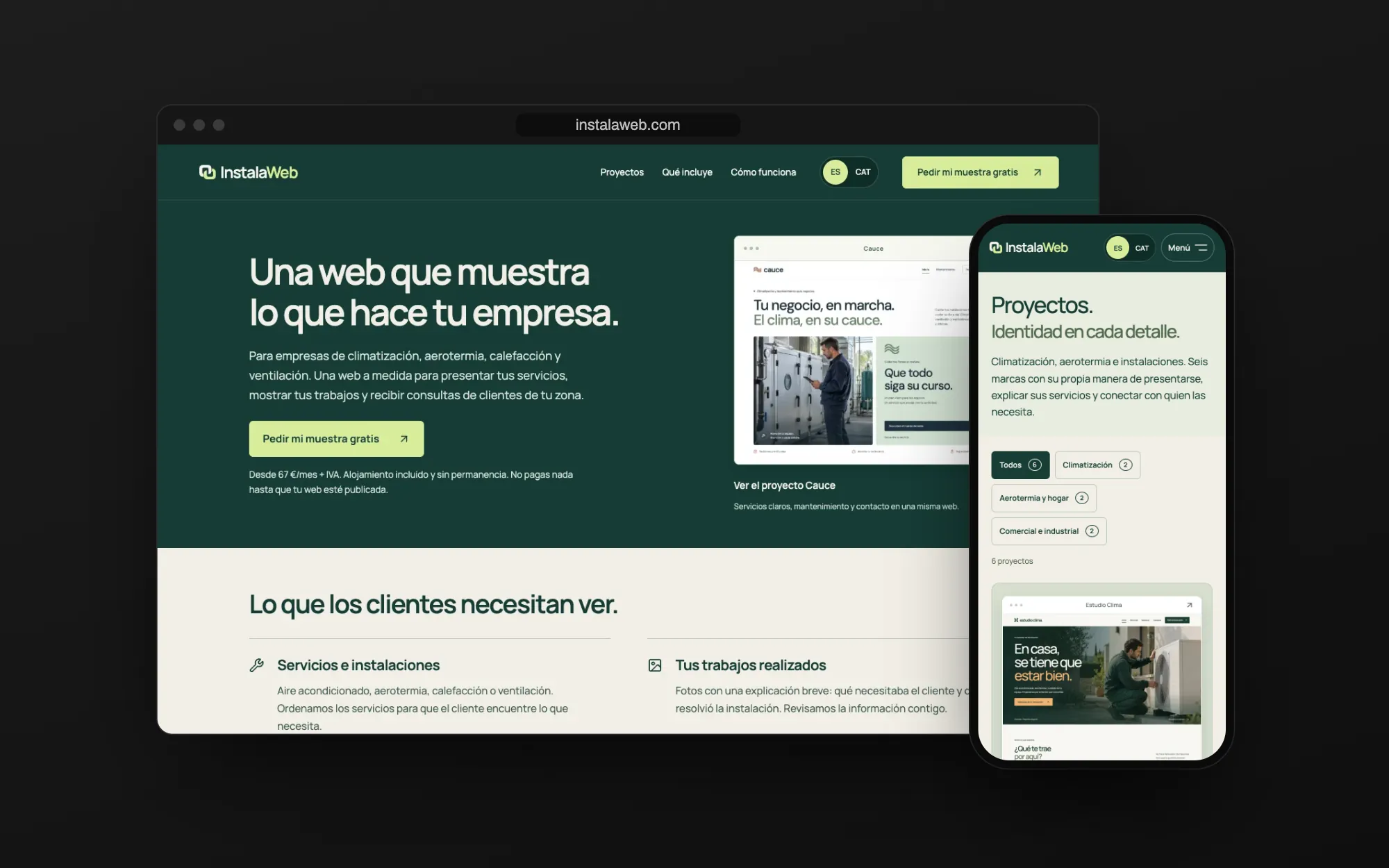 Web de Instala Web en escritorio y móvil