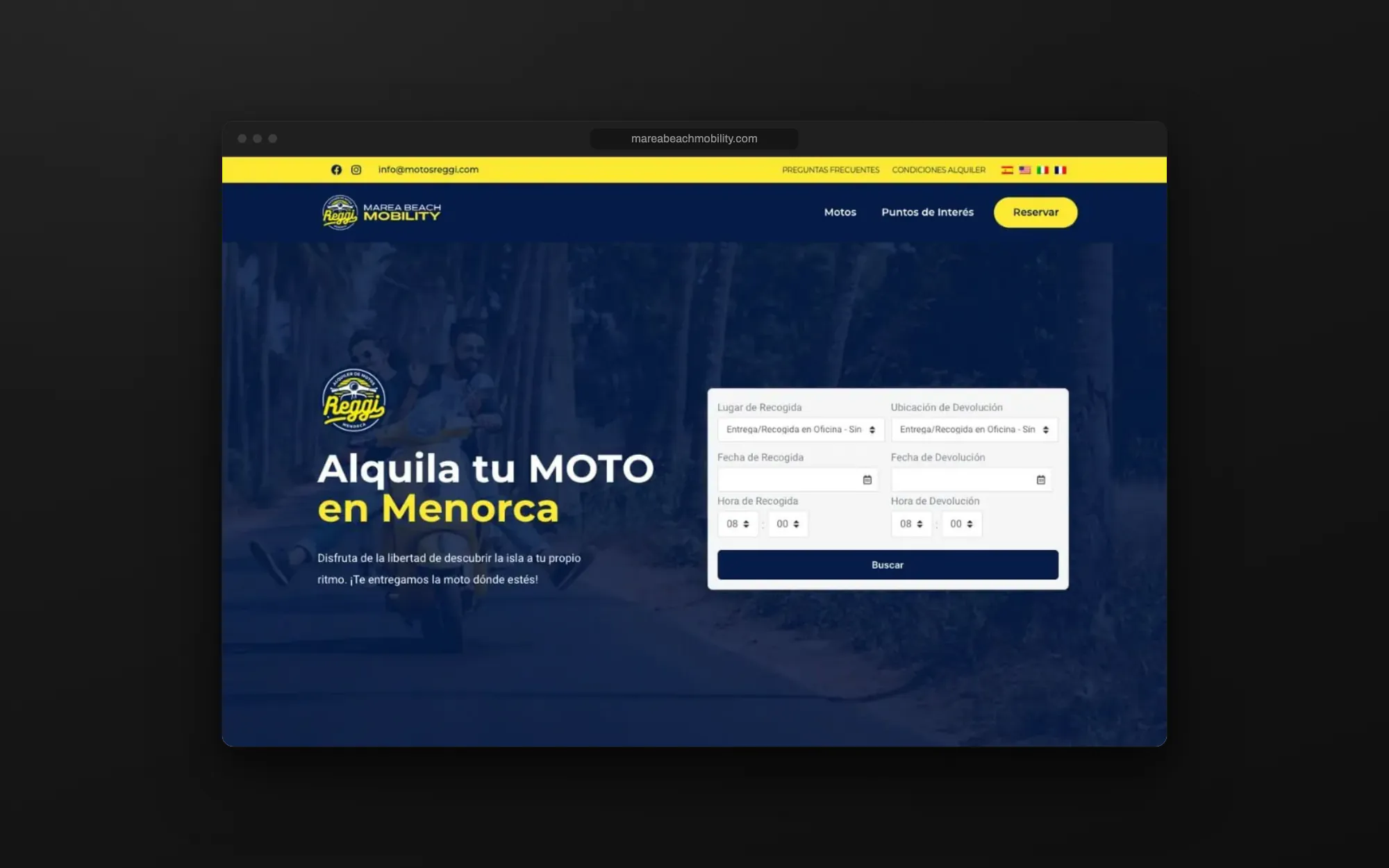 Web de Marea Beach Mobility en escritorio
