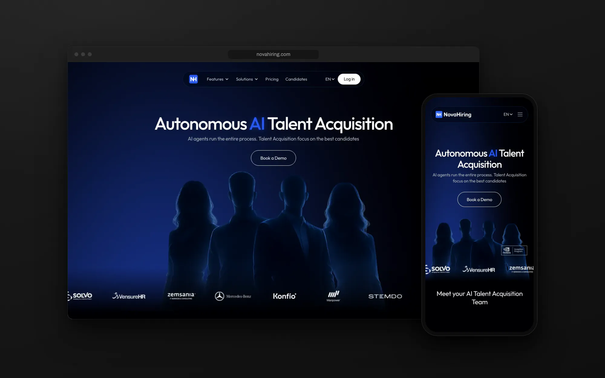 Web de Nova Hiring en escritorio y móvil